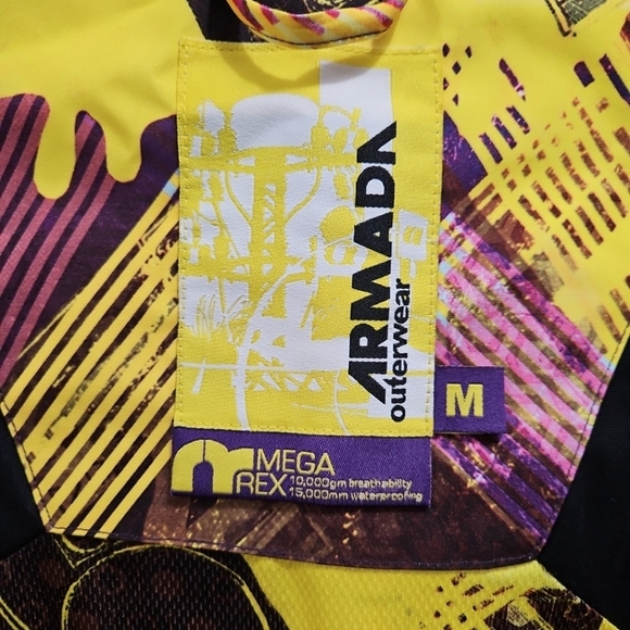 Bold Yellow and Purple Men's Ski Jacket - Picture 4 of 8